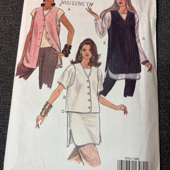 Vogue 8701 Sewing Pattern Tunics Tops Size 8-10-12 Vintage 1993 uncut - Picture 5 of 5